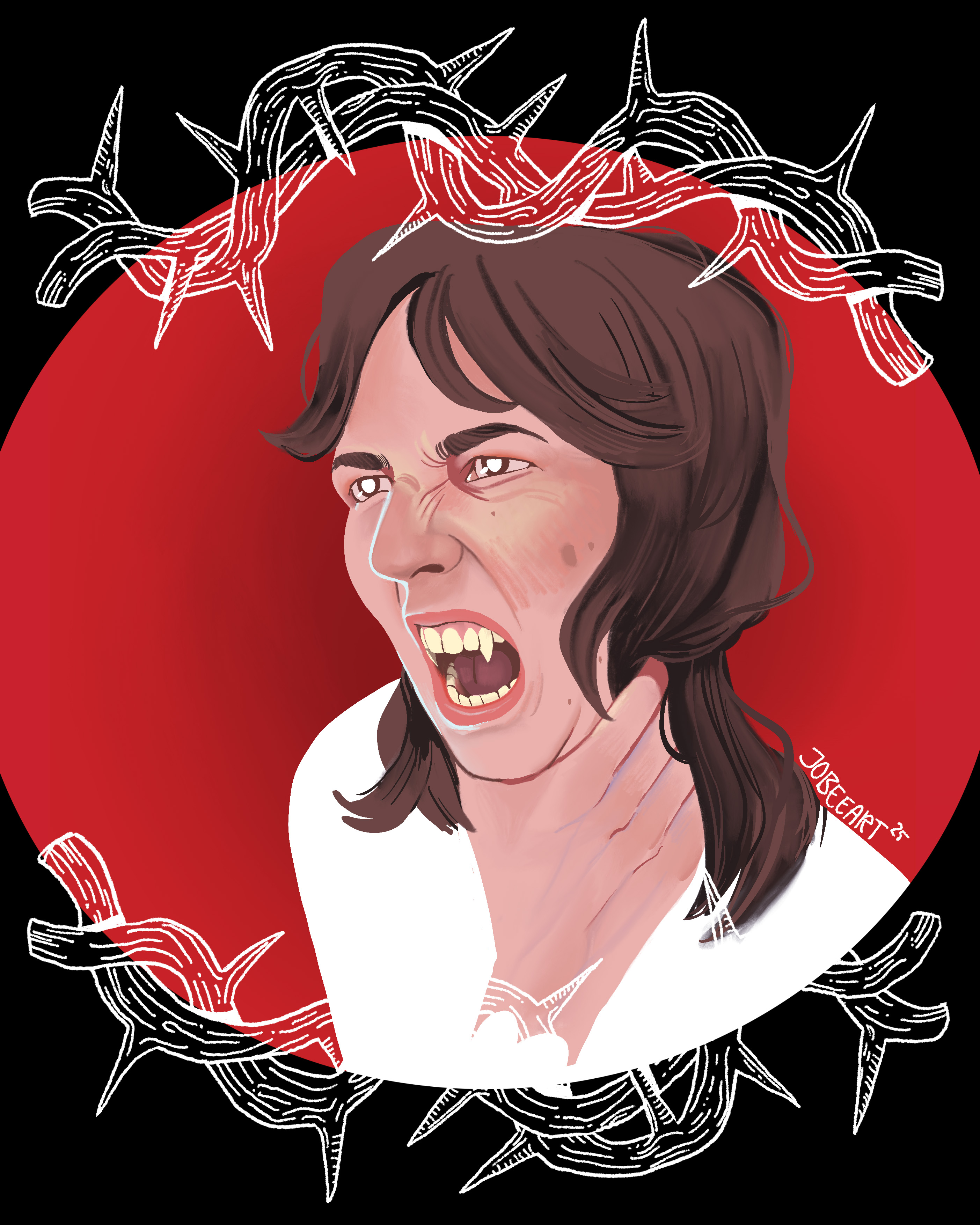 Illustration of the artist screaming.